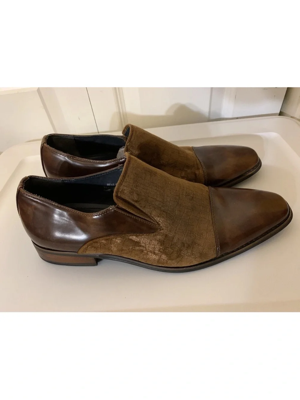 Amali Velvet Men's Sz 10 Slip‎ On Tuxedo Designer Dress Shoes Brown